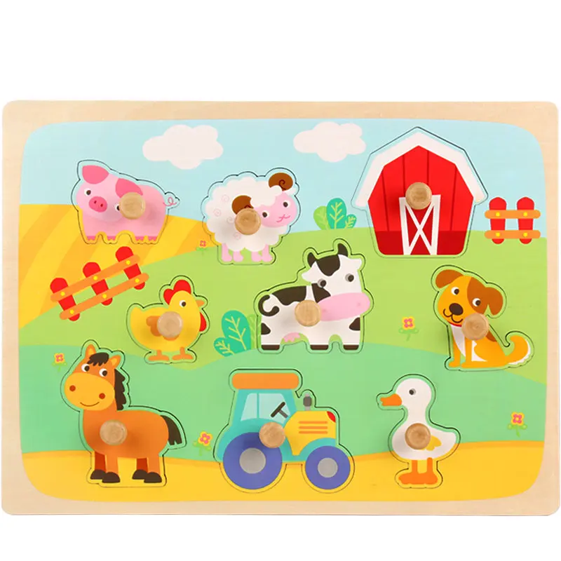 Детские животные фрукты деревянные головоломки доска игрушки без заусенцев детские деревянные пазлы лес/морской/ферма и т. Д. 8 стилей классические Пазлы игрушки - Цвет: Фиолетовый