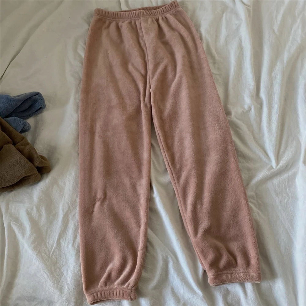 

2021 Winter Women's Household Pajamas Wool Pants Solid Color Thick Warm Winter Women's Casual Pajamas