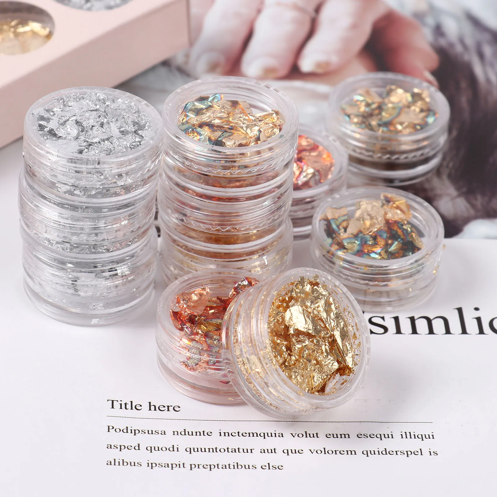 12/24 Блестки для ногтей цветные золотые листья фольга бумага декоративные блестки