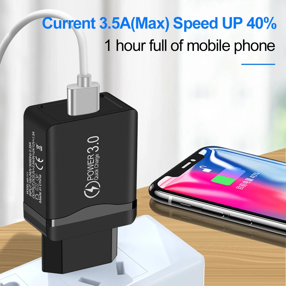 Quick Charge 3.0 18W QC 3.0 Fast Charger USB Charging Mobile Phone Charger For iPhone 11 X For Samsung Xiaomi Huawei
