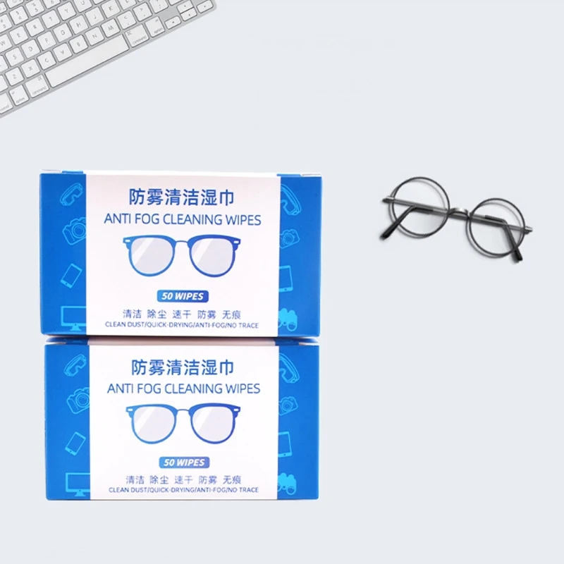 

50Pcs Anti-Fog Wipes Glasses Pre-moistened Antifog Len Defogger Eyeglasses Wipes