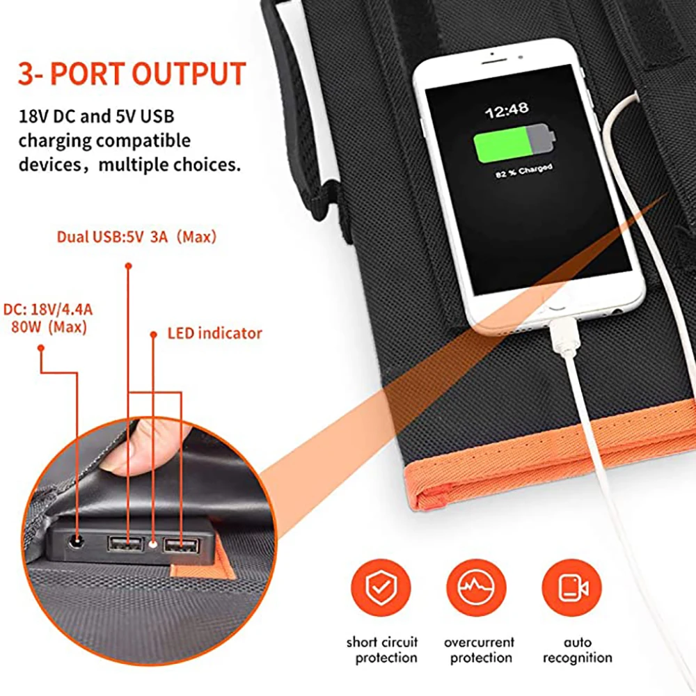 Murah 120W 12V Kit Panel Surya Dapat Dilipat Pengisi Daya Surya Portabel 5V USB 18V DC Output Untuk RV/Camper/Power Station/Ponsel/Baterai Mobil
