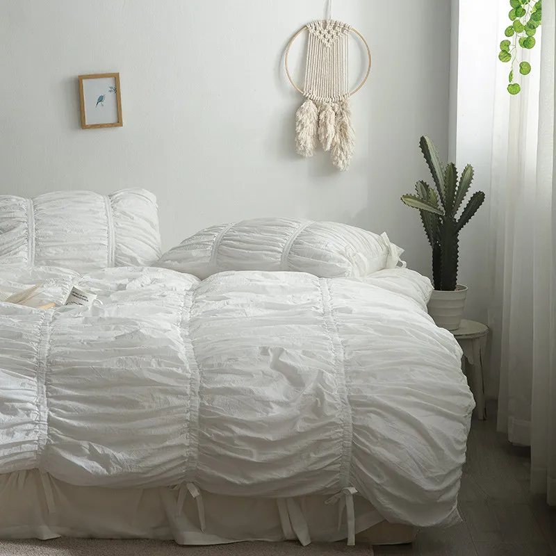 4 шт./компл. корейский стиль белый красный хлопок % Комплект постельного белья