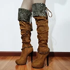 Сапоги женские на шпильке, черные, коричневые, со складками, большие размеры 42, 43, 46, 47, 52, 2021