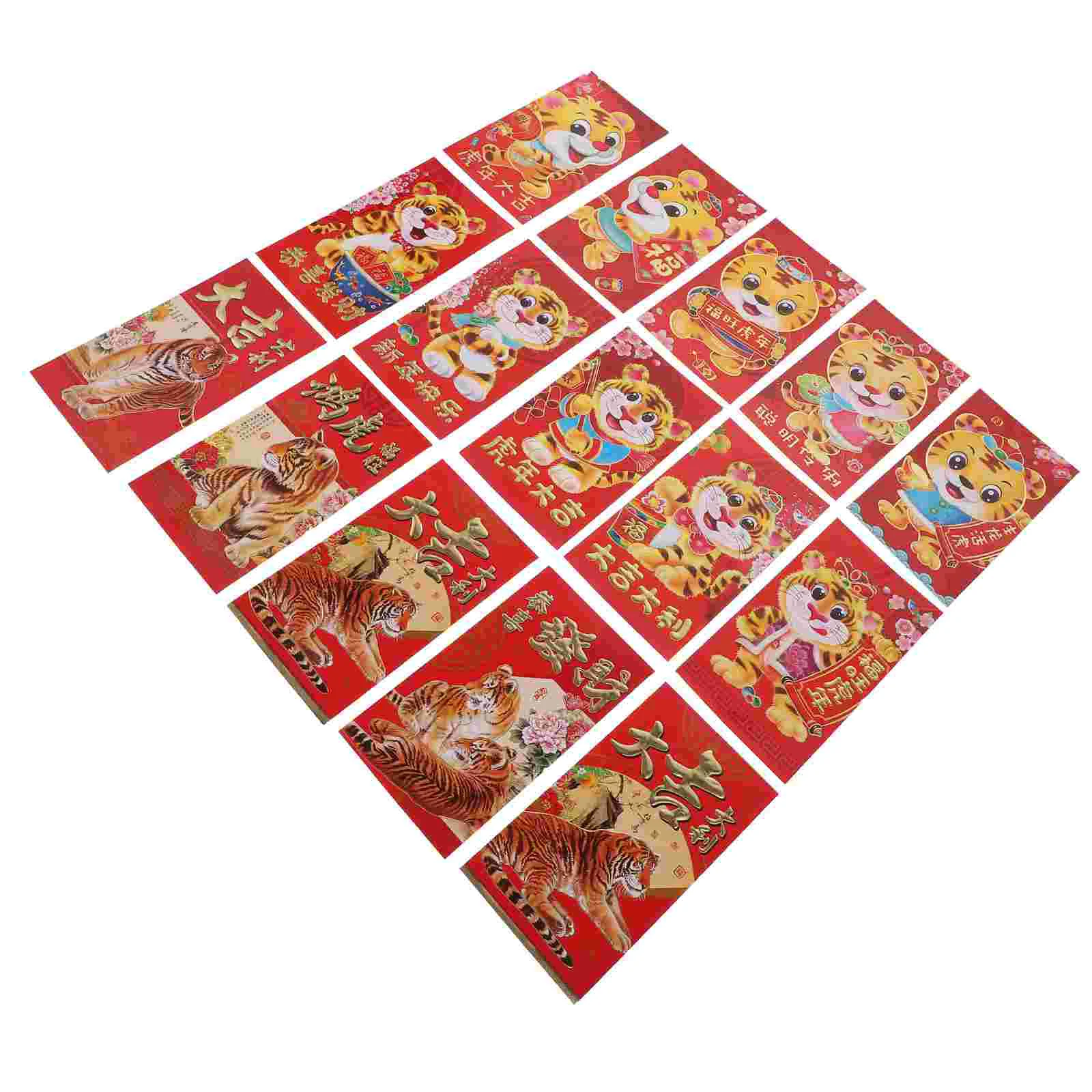60pcs The Year of Tiger Red Envelopes Packets Money Paper Bags (Assorted Color) | Дом и сад