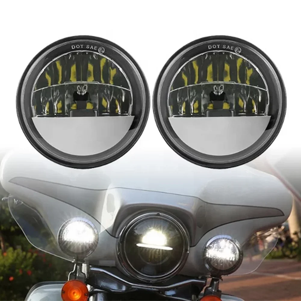 

New Motos 4-1/2" Led Fog Light 4.5 inch LED Light Housing Bracket Fog Lights Auxiliary Lamp Motorcycle Projector Headlight