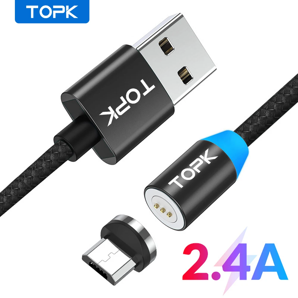 Магнитный кабель Micro USB TOPK AM37 для Xiaomi Redmi Note 7 Sasmung | Мобильные телефоны и аксессуары