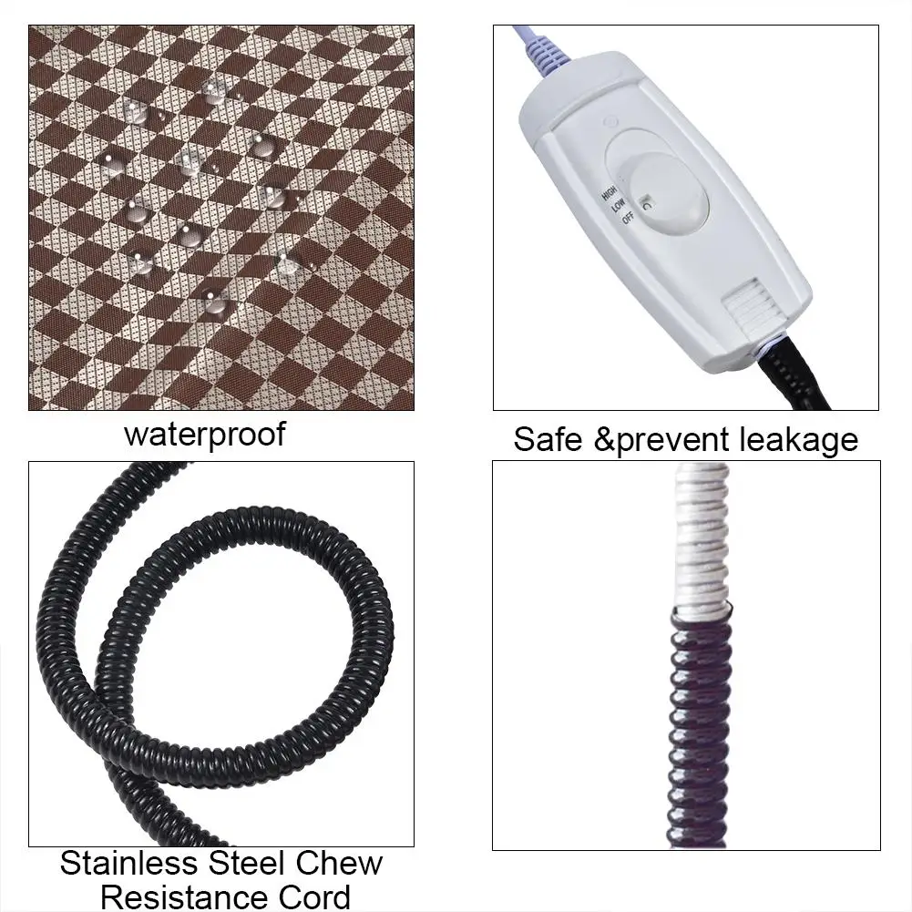 

Pet Electric Heating Pad Winter Cat Dog Heating Mat Heated Blanket Warmer Bed Mat Sleeping Bed Waterproof Adjustable Heating