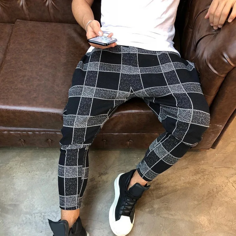 Повседневные шаровары с принтом цифровые клетчатые модные спортивные штаны для