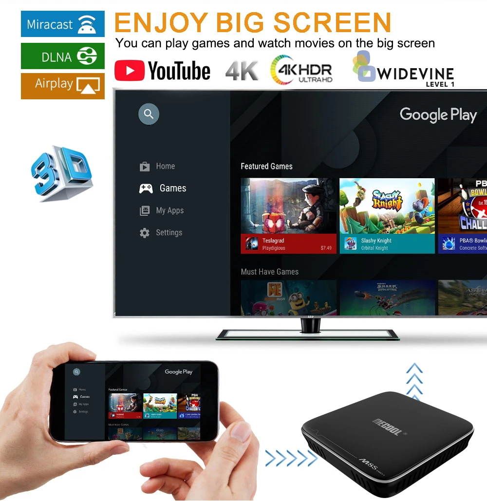 Mecool ТВ коробка M8S PRO Plus 2 ГБ+ 16 Гб Amlogic S905W Octa Core 4K set top tv Box Android 7,1 2,4G Wi-Fi Bluetooth 4,2 голос Управление