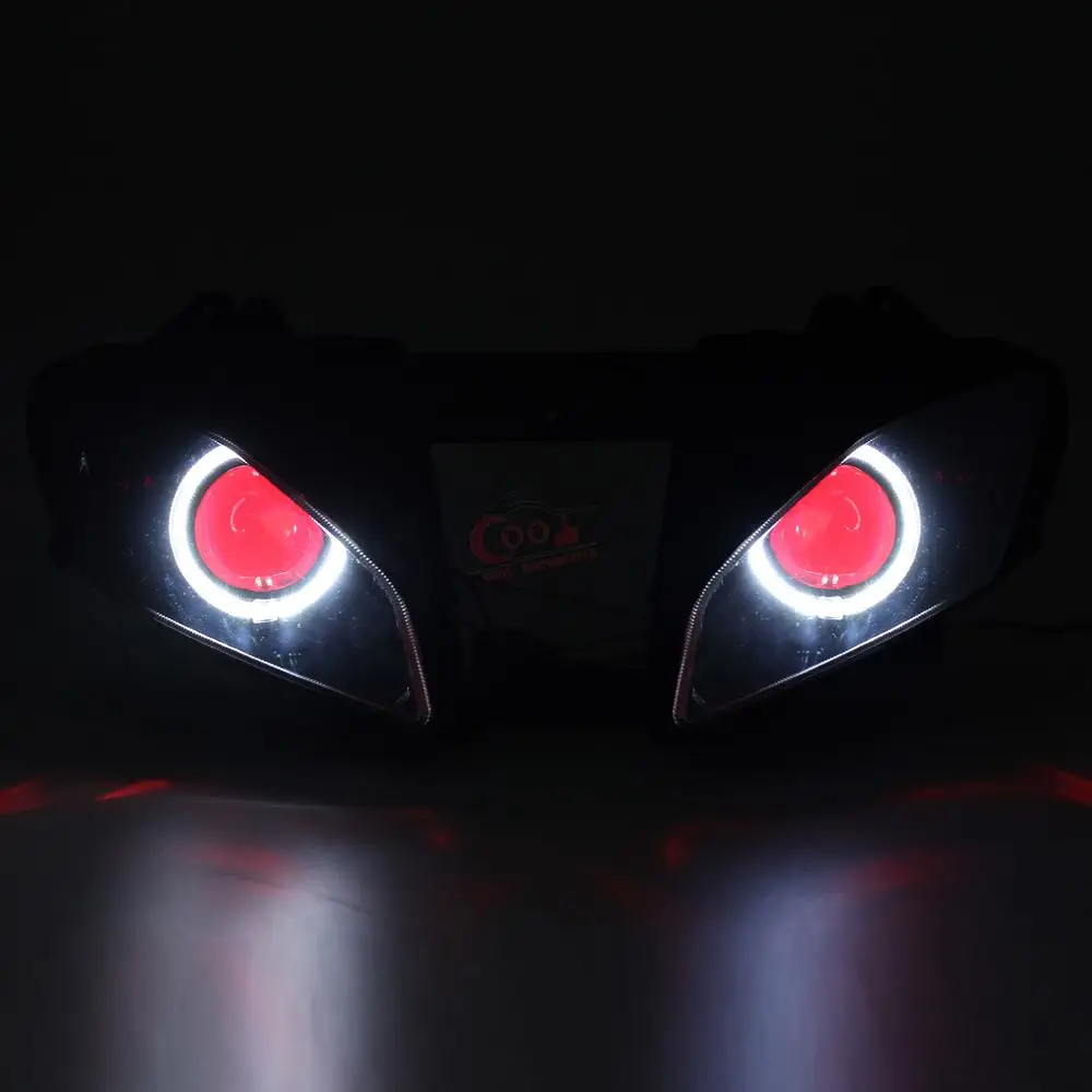 Модифицированная фара проектора для мотоцикла Красный Глаз Дьявола белый глаз