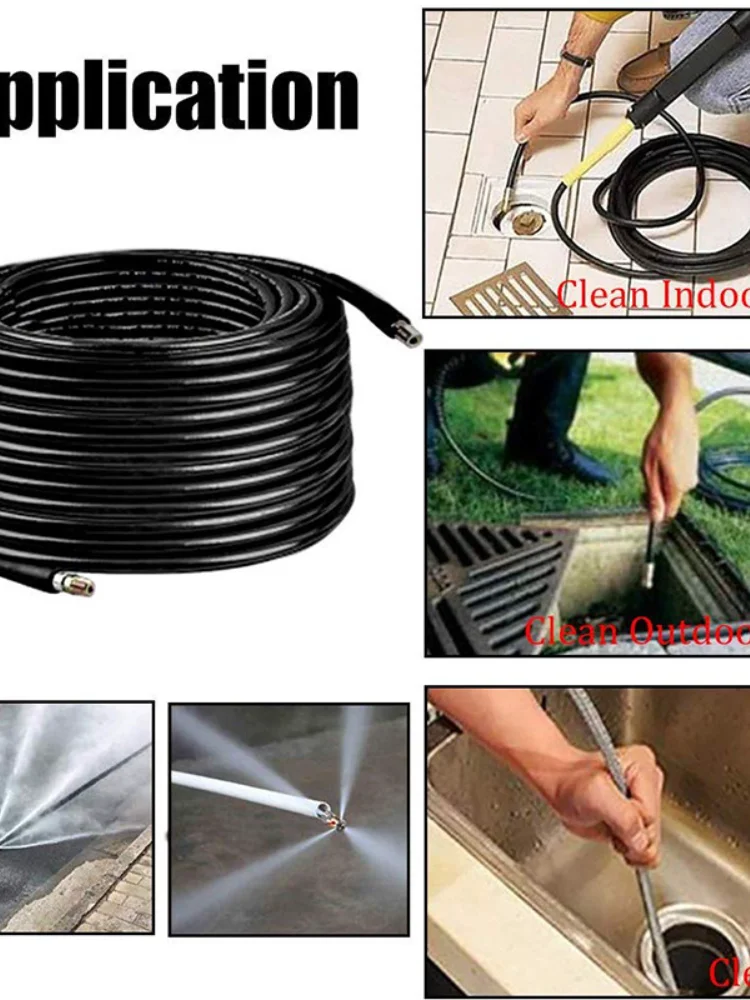 

15M High-Pressure Car Washer Water Outlet Rubber Hose Explosion-Proof Dredging Pipe Rat Set Sewer Cleaning Pipe