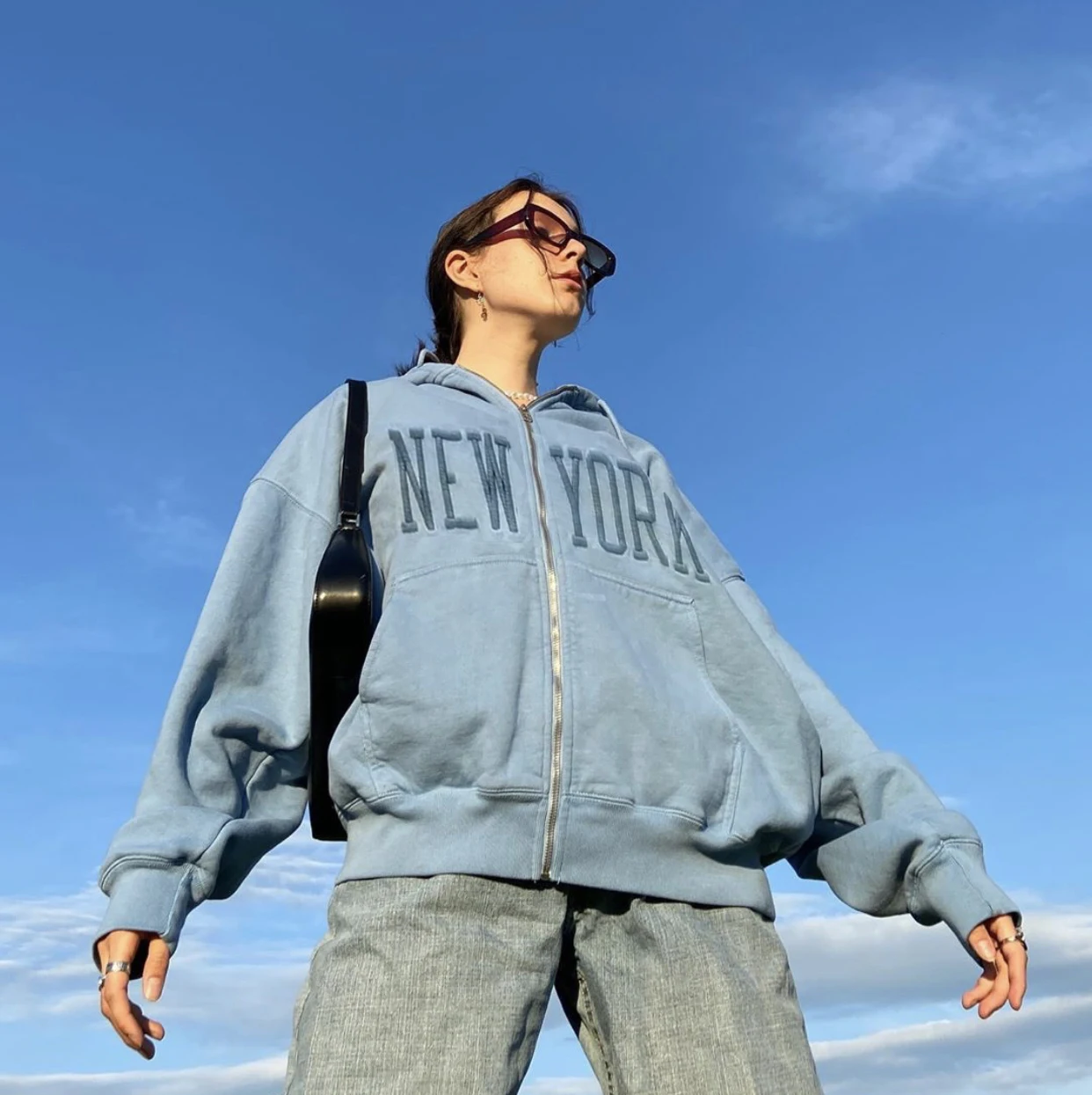 

Letter Embroidery Women Long Sleeve Sweatshirt Hoodis Zipper Loose Oversized Streetwear Casual 2021 Autumn Winter Oversized
