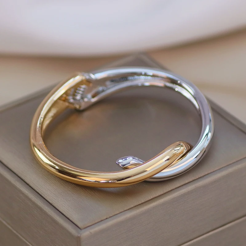 Новый дизайн простой металлический Открытый браслет геометрической формы для