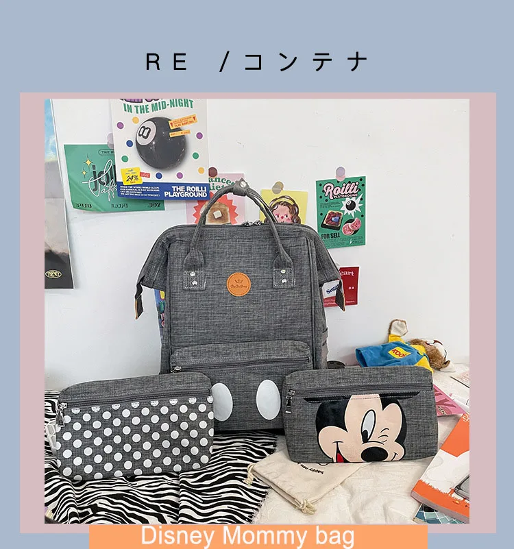 Disney Diaper Bag Backpack For Moms Baby Bag Maternity For Baby Care Nappy Bag Travel Stroller Usb Heating Send Free 1pair Hooks images - 6