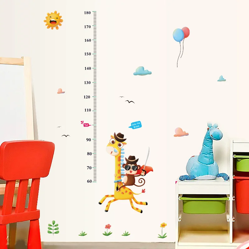 Милые наклейки на стену с измерителем высоты в виде животных наклейка виниловые