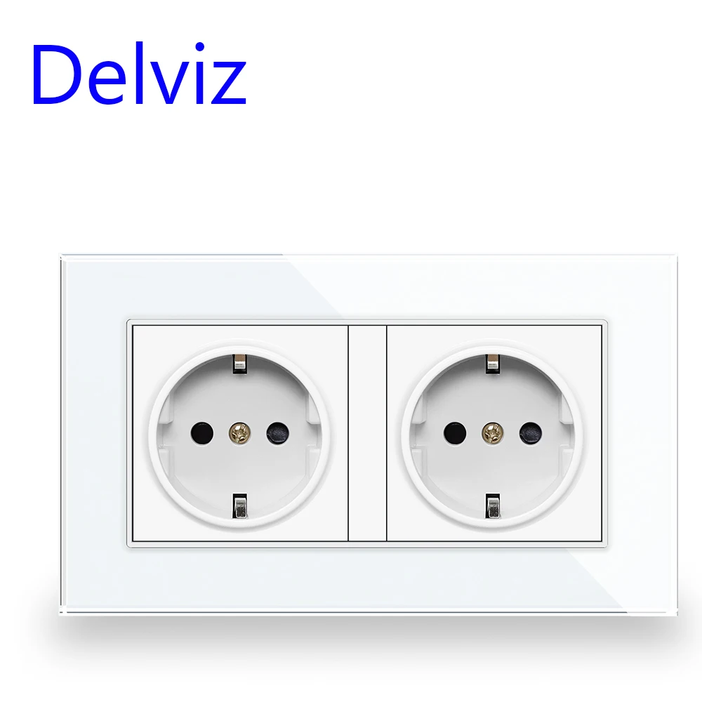 

Двойной выход Delviz с USB, панель из закаленного стекла, 5 В, 2 А, USB-порты для зарядки, 110 В ~ 250 В переменного тока, 16 А
