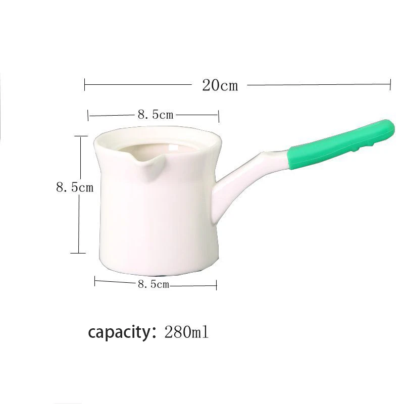 white-280ml Индейка керамика молоко мокко чайник вскипятить пламя с подогревом сделать варить кофе капельный горшок турецкий для завтрака Мока чашка с длинной ручкой - Цвет: white-280ml