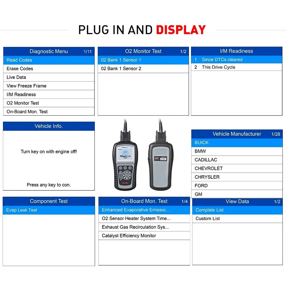 Autel MaxiLink ML619 OBDII OBD 2 Автомобильный диагностический считыватель кодов ABS SRS подушка