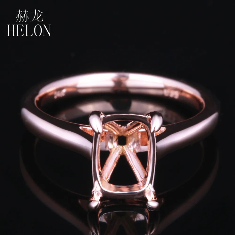 

Однотонное кольцо HELON 8x5 мм 14 к AU585 цвета розового золота для помолвки, свадьбы, Солита, с полукреплением, ювелирные украшения для женщин