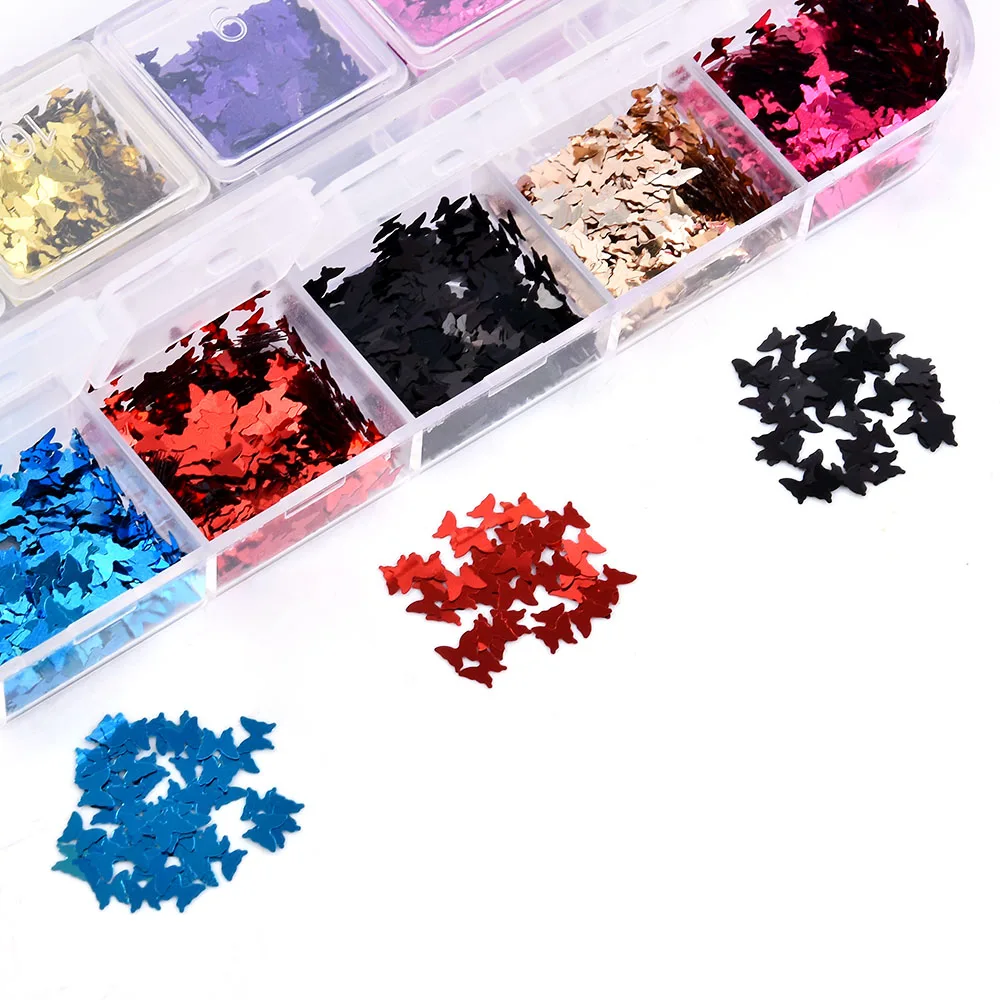 

New Nails Accessories 1 Box Fashion Beautiful 3D Laser Butterfly Sequins Nail Art Flakes Glitter Foil Decoration Ongle Charms