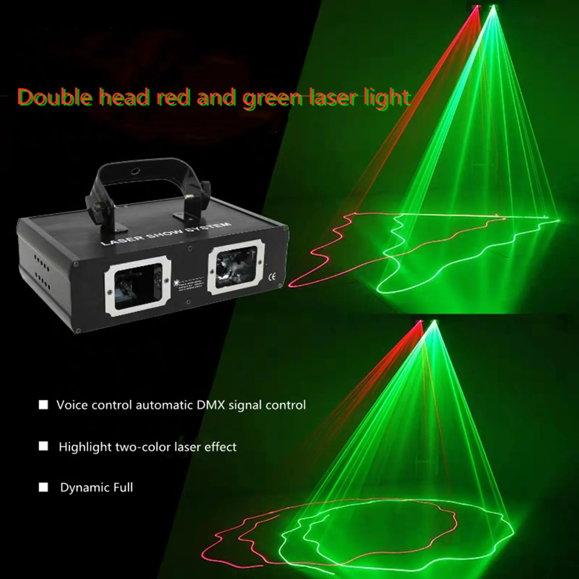 Double head red green line laser light double hole red green laser lights dj family party disco bar line effect laser projector