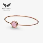 Браслет из серебра 925 пробы с розовым вихрем, натуральным эмалированным камнем, розовое золото, кварц, уникальный браслет, подходящий для подарка Pand, для женщин