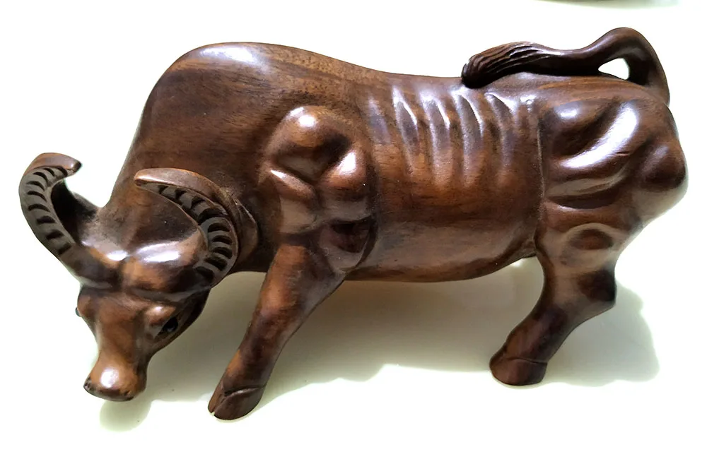 

Z1050 - 18x9x9 см ручной резное палисандровое дерево резьба: буйвола Ox