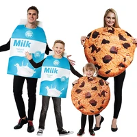 funny food milk cookies cosplay halloween costumes for adult women kids christmas party group family matching outfits