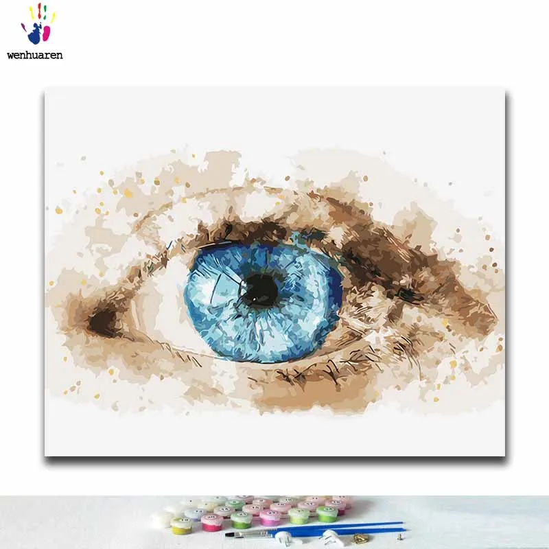 DIY Раскрашивание по номерам картины с голубыми глазами комплектами 40x50 в