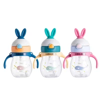 cartoon children drinking cups safety and anti choke and leak proof outdoor portable straw cup with rope for kids water bottle