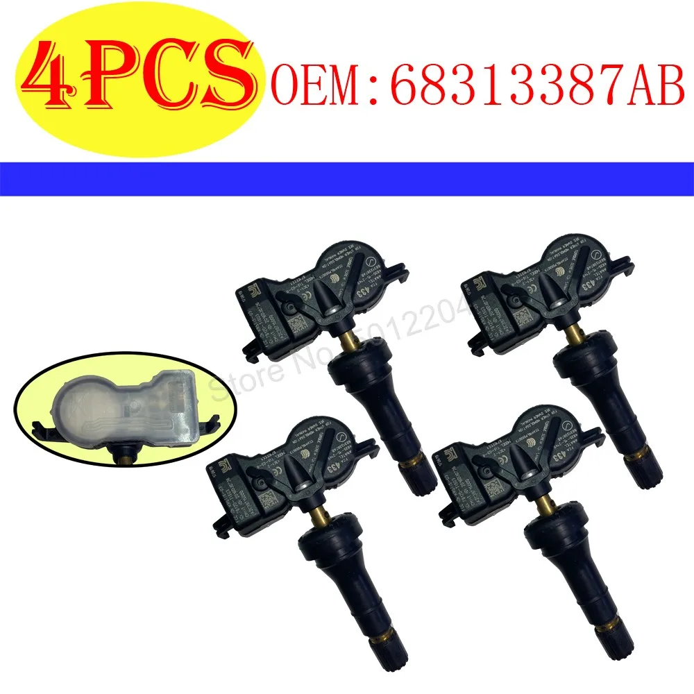 Авторозетка для 4 шт. TPMS датчик давления в шинах для 68313387AB 433 МГц датчик контроля давления в шинах