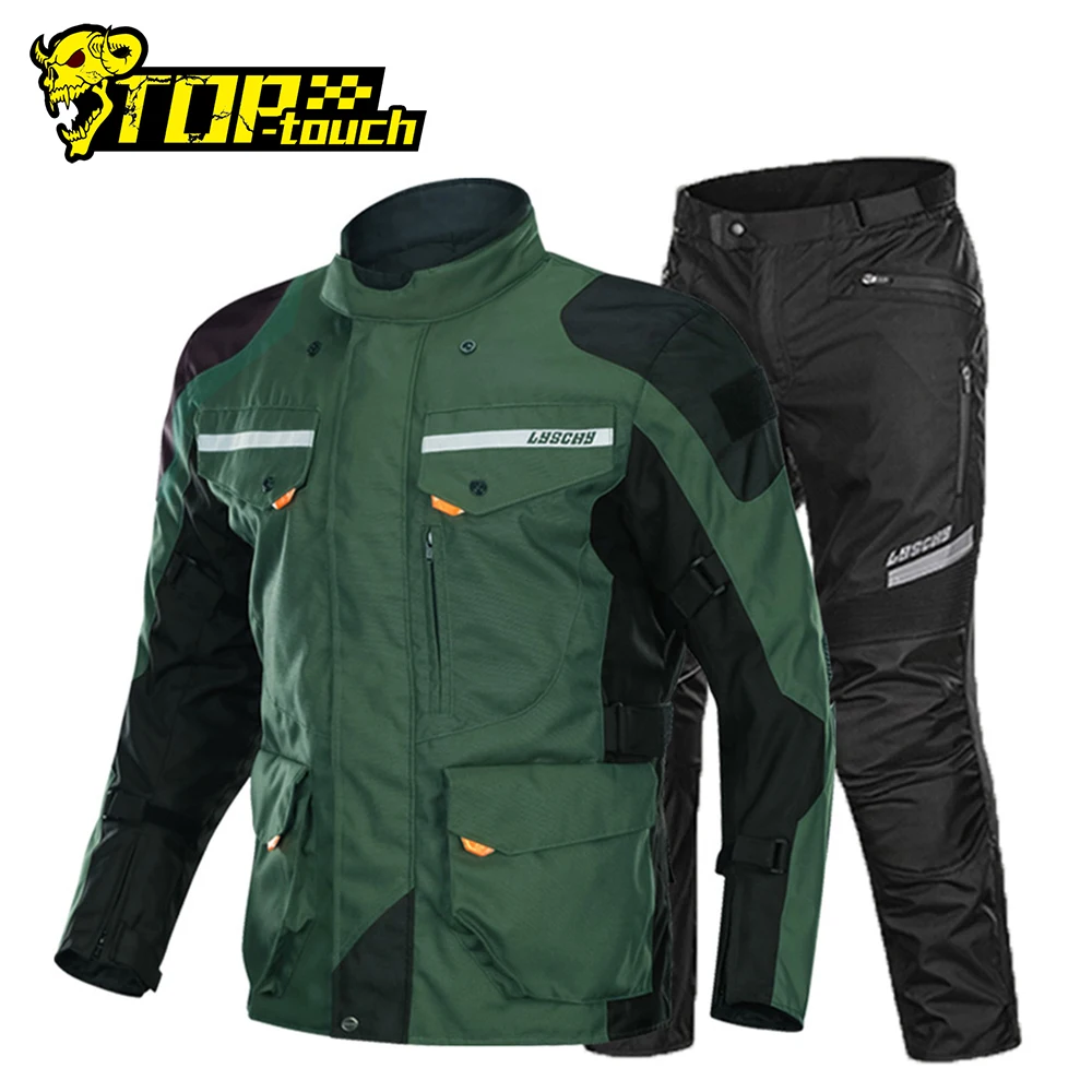 LYSCHY Водонепроницаемая зимняя мотоциклетная куртка + штаны костюм для мужчин езды