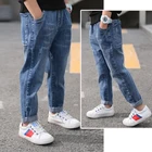 Джинсы для мальчиков, на веснуосень, с эластичным поясом, От 5 до 13 лет