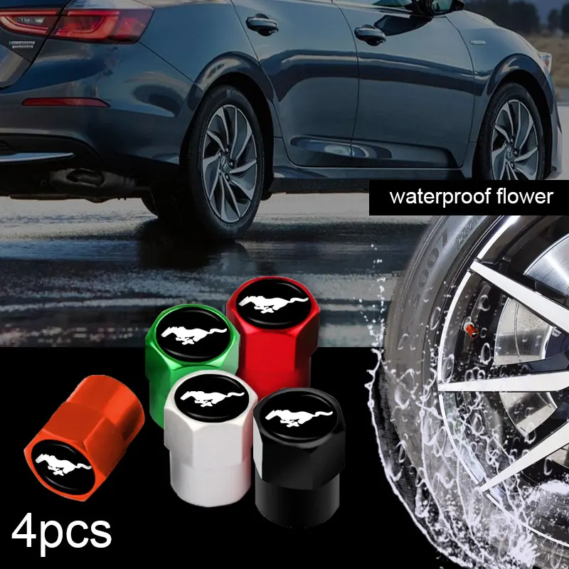 

4Pcs Car Goods Dustproof Cap Car Tire Valve Stem Caps Bolt-In For Ford Mustang Explorer FIESTA Focus Kuga Fusion F-150 Car Goods