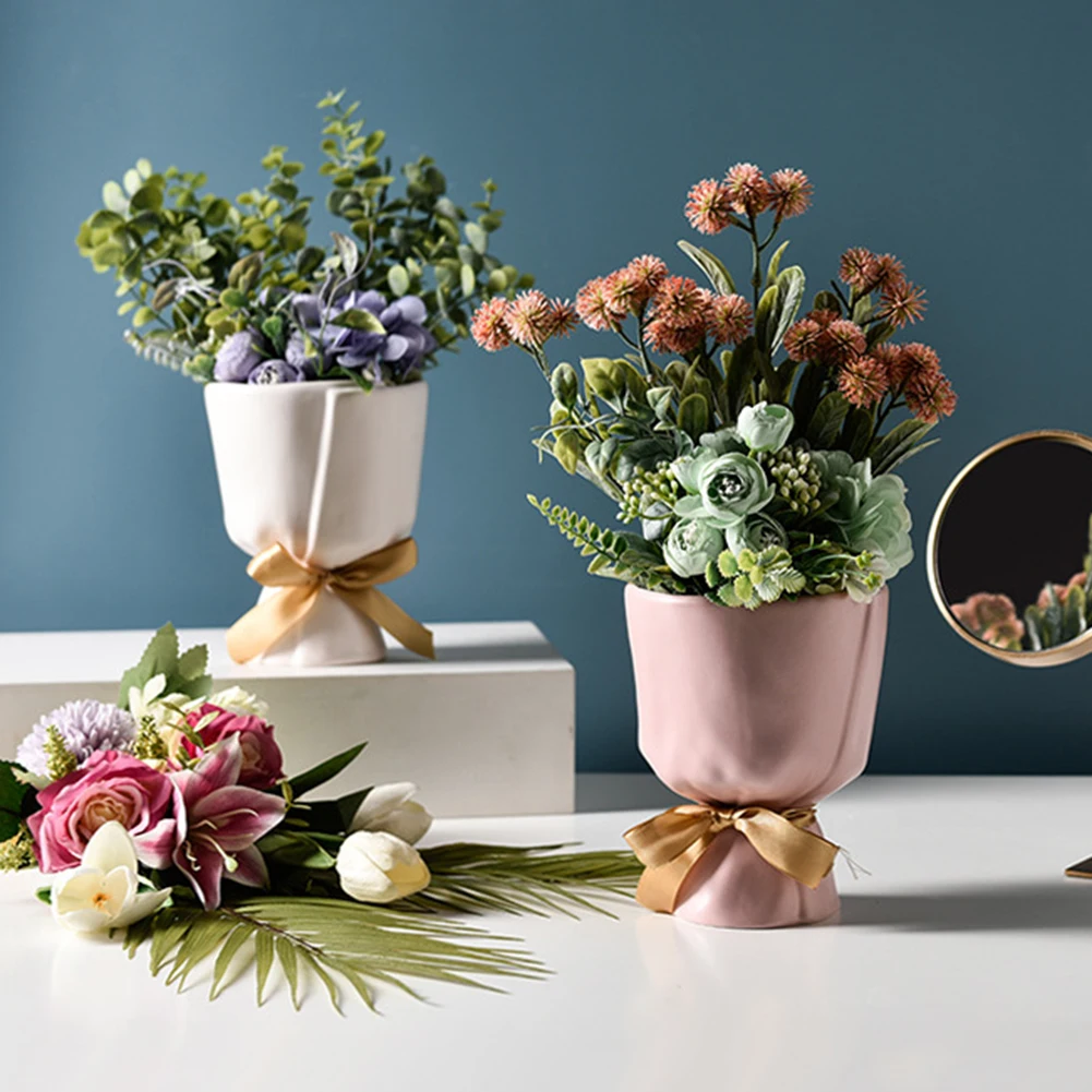 Креативная керамическая ваза в форме букета Скандинавская имитация цветочной