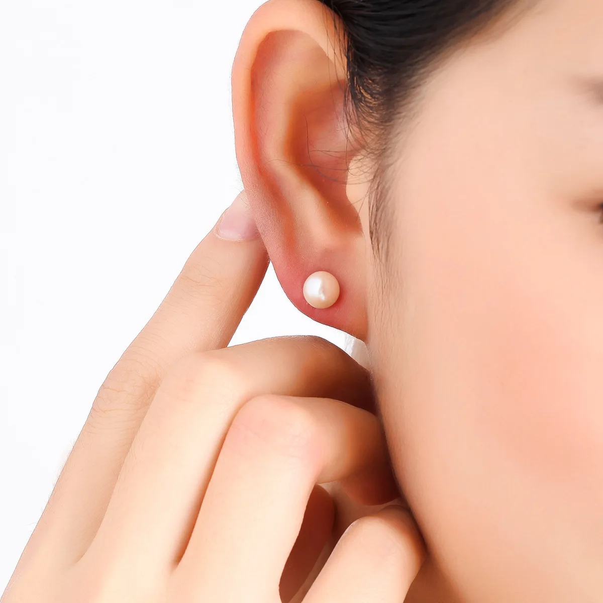 

Classic 18K Yellow Real Solid Genuine Gold AU750 Freshwater Pearl Stick Piercing Earrings for Women Fancy Trendy Office Jewelry