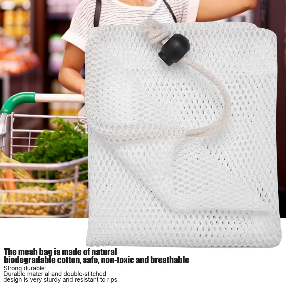 3 размера многоразовые натуральные хлопковые сетчатые сумки из натурального