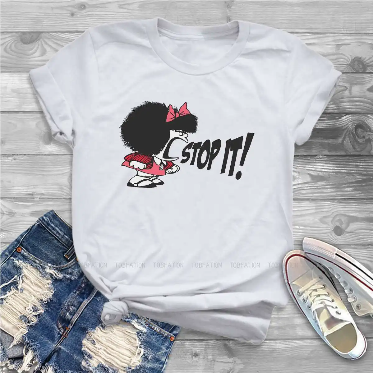 

Футболка женская хлопковая с принтом «Stop it Essential»