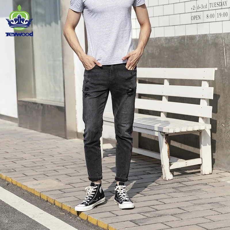 

2022 Spring Autumn New Hole Jeans Men Fashion Hip Hop Streetwear Retro dark gray Denim Pants Plus Size Jeans 28-38