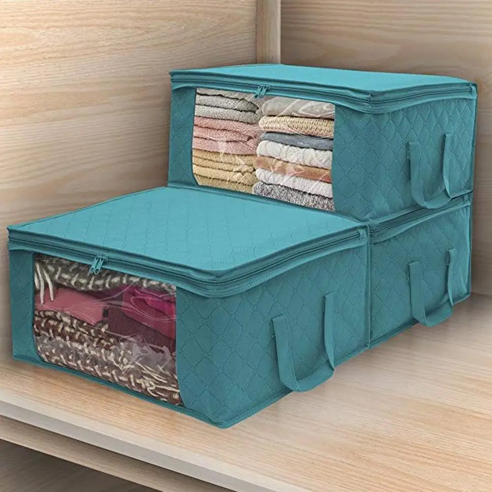 

Storage Box Folding Bag Quilt Fabric Clothes Non-Woven Dust-Proof Cabinet Organizer Livingroom Home Organization