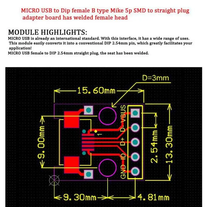

Micro Usb To Dip Adapter 5Pin Female Connector B Type Switch Breadboard Converter Smt Board Mother Seat Pcb Usb-01 I2D0