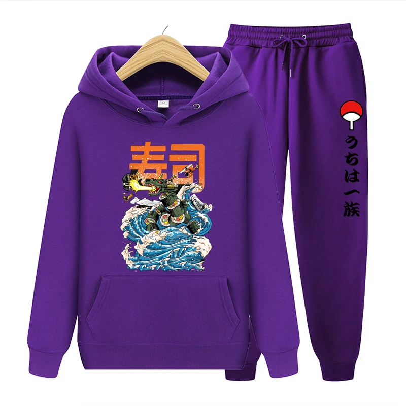 

Japanese Sushi Men's Sports Hoodie Suit 2021 Spring And Autumn Fashion Sweatshirt + Sweatpants Men's Fitness 2-Piece Set