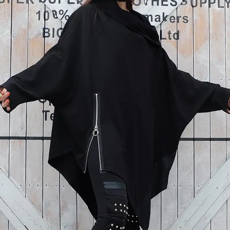 

HOT / Spring New Women Fashion Personalized custom large size Irregular mid-length blouse with pile collar/S--6XL