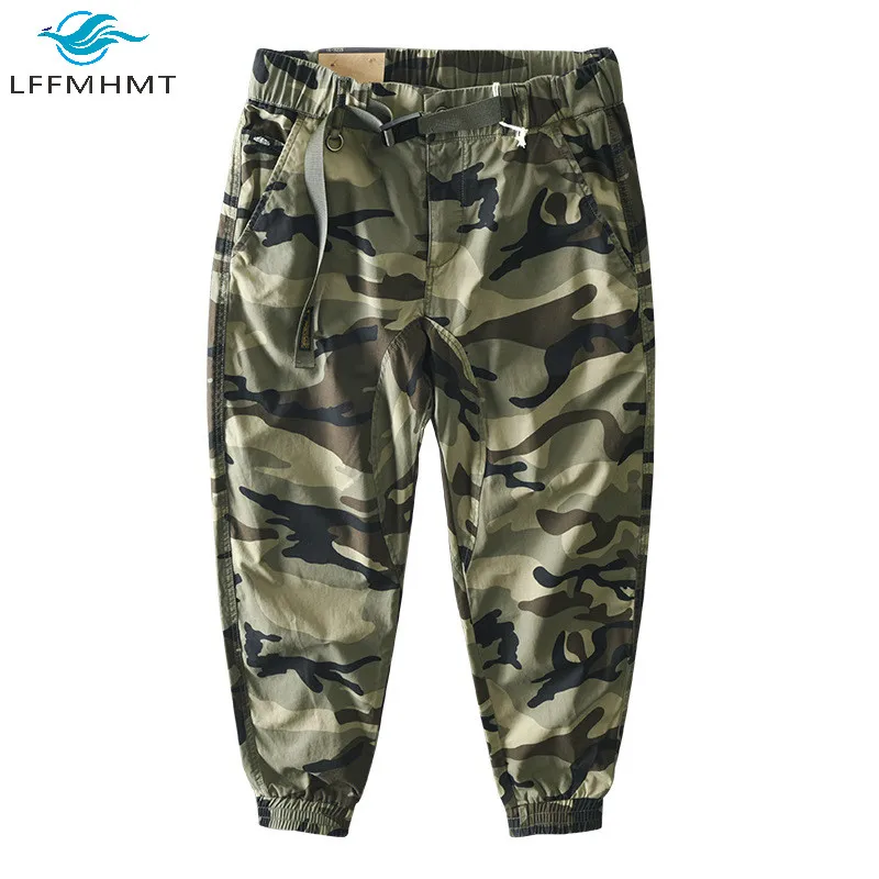

Men Spring Autumn Fashion Elastic Waist Camouflage Harem Pants Military Army Style Drawstring Casual Loose Cotton Cargo Trousers