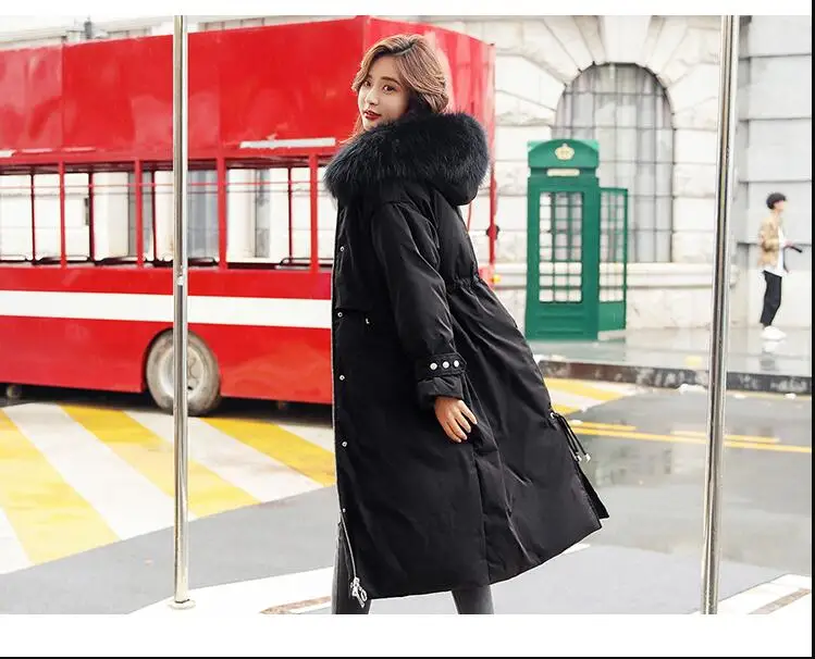 Зимний новый женский пуховик Черный свободный большой размер 2019 Модный