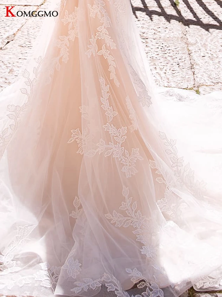 

Custom Made O-Neck Full Sleeve Embroidery Appliques Tulle 2 IN 1 Mermaid Wedding Dress Elegant Detachable Train Bridal Gown