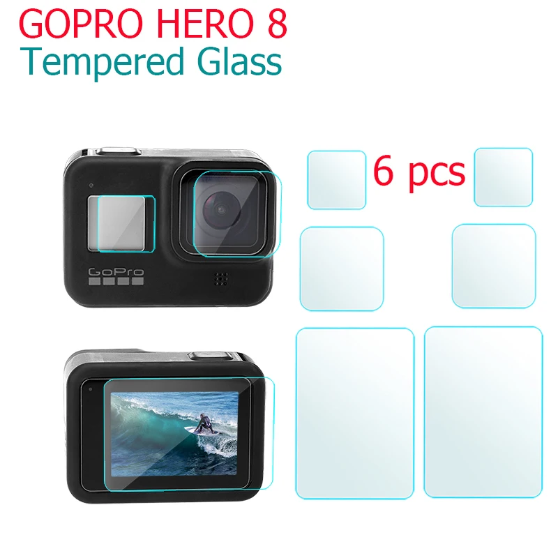 6 шт. протектор экрана из закаленного стекла для Gopro Hero 8 Спортивная камера
