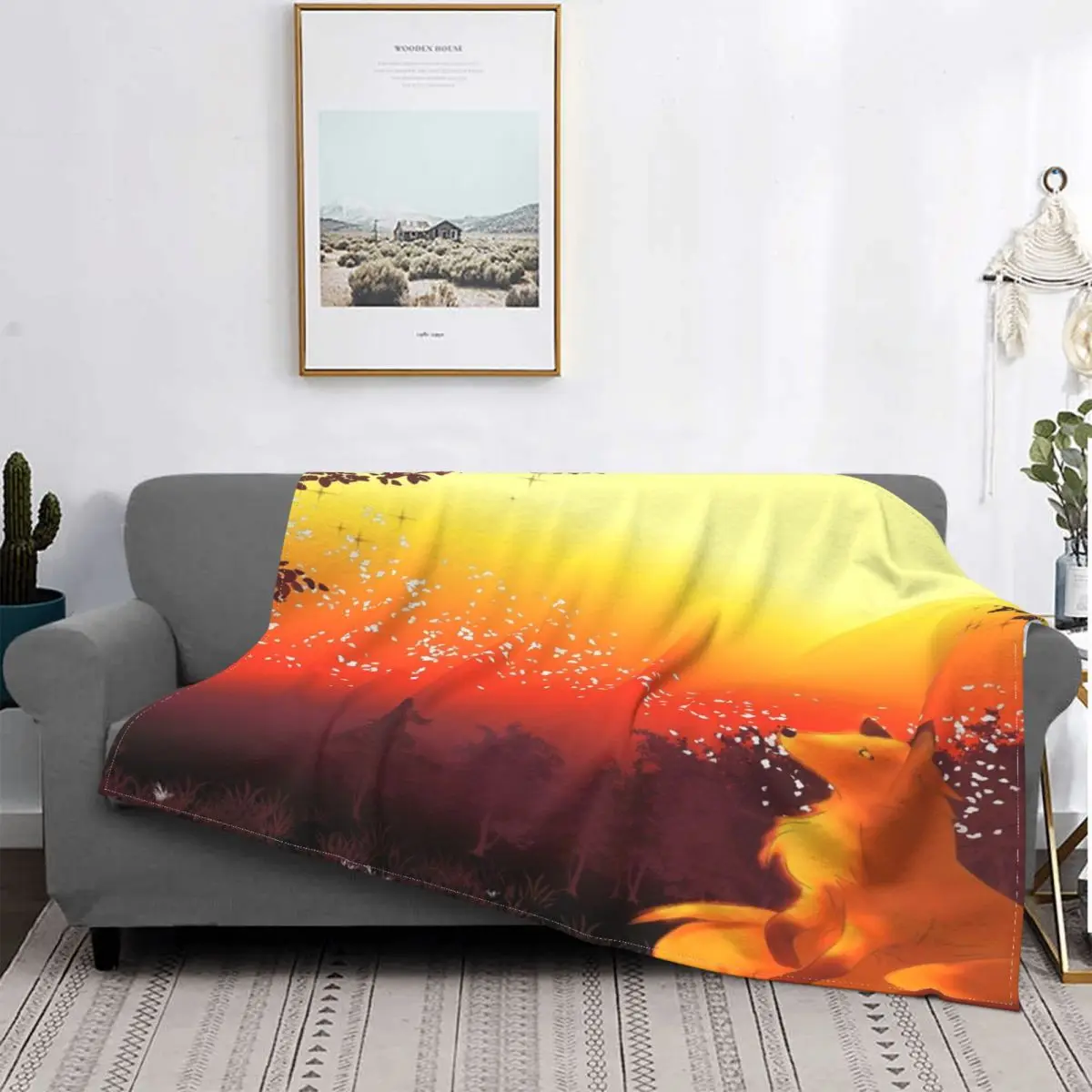 

Manta de zorro otoñal para cama, edredones a cuadros, colcha de 90, manta Kawaii, textil de lujo para el hogar