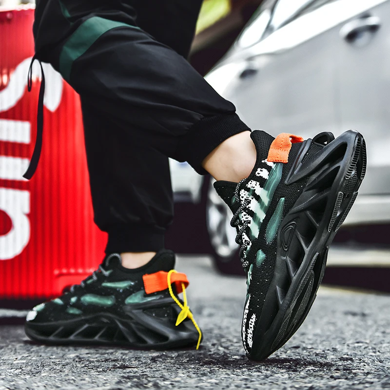 

2020 Fashion Blade Men's Sneakers Damping Men Runnning Shoes Breathable Knit Shoes Man Casual Shoe Outdoor Male Sport Footwear